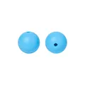 Zwei hellblaue 15mm Silikonperlen mit Mittelloch für DIY Schmuckherstellung und Basteln - Kornblumenblau