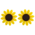 Silicone sunflower DIY beads for baby teething jewelry and handicraft accessories - Yellow Brown