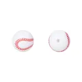 15mm baseball printed silicone bead with red stitching detail for DIY jewelry making - White Baseball