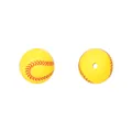 15mm yellow softball silicone beads with red stitching for DIY teething necklaces - Yellow Baseball