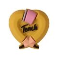 Cuenta de silicona amarilla en forma de corazón para cordones con texto 3D Teach - Juego de 20 Piezas / 3D Corazón Lápiz