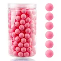 Detalle de cuentas redondas de silicona rosa en un tarro de plástico transparente - 12mm / 105 Piezas/Botella / Rosa (7#)
