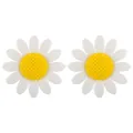 Silicone daisy beads in white and yellow for DIY jewelry and baby teethers - White Yellow