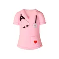Pink nurse uniform silicone beads with stethoscope and red heart for DIY necklace making - Pink Nurse Uniform