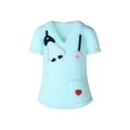 3D light blue nurse scrub silicone bead with black stethoscope and red heart design - Blue Nurse Uniform
