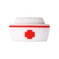 3D white nurse hat silicone bead charm with red cross accent for DIY jewelry making - Red Nurse Hat