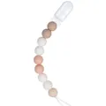 Sujeta chupetes de silicona para bebés con cuentas en tonos rosa y café suave - Estilo 01-2