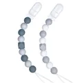 Set catenelle porta ciuccio per neonati con perline in silicone grigio e clip bianca - Stile 7