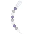 Attache-tétine pour bébé avec perles en silicone violet, gris et blanc de qualité - Style 02-1