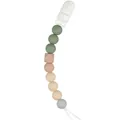 Catenella portaciuccio in silicone con perle verdi e rosa su sfondo bianco - Stile 8