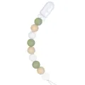 Attache-tétine en silicone alimentaire avec perles vert sauge et crème pour bébés - Style 02-2