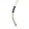 Catenella per ciuccio in silicone con perle grigie e rosa e clip in plastica bianca - Stile 9