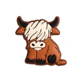 Cartoon Hochlandrind Schuhanhänger aus braunem und weißem weichem PVC-Material - Dunkelbrauner Yak / Dunkelbraun