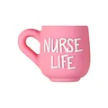 Pink nurse life mug silicone bead for DIY bracelets and charms with white letters - Nurse Cup
