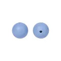 Zwei hellblaue matte 15mm Silikonperlen mit Mittelloch für DIY-Schmuck und Armbänder - Ochsenzungenblau