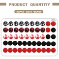 Lot détaillé de 52 perles en silicone de 15mm avec motifs à carreaux de Noël - Perles à Carreaux Noir Blanc Rouge (Style 5) / 52 Pièces (15mm)