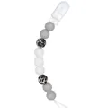 Attache-tétine en silicone alimentaire avec perles grises, blanches et motif léopard - Style 05-2