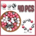 40pcs 15mm DIY silicone beads set in pink, white and cow print for jewelry making - Cow Print and Pink White Mixed Round Beads Style (Style 3) / 40 PCS (15mm)