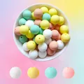Set mit 40 Stück 15mm Silikonperlen in Macaron-Farben in weißer Schale für DIY Schmuck - Stil L Gemischte Farben (29/32/46/47)