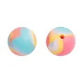 Perles en silicone tie-dye de qualité alimentaire pour bijoux DIY en bleu rose jaune - 15mm / Marbré Quatre Couleurs (1#)