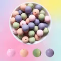 40 Stück 15mm bunte Silikonperlen in einer Schale für DIY Schmuck und Bastelarbeiten - 12mm / Stil B Gemischte Farben (72/58/104/42)