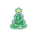 Dettaglio decorazione per scarpe a forma di albero di Natale verde con stella e palline - Albero di Natale