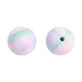 Perles en silicone marbrées rose et menthe avec trou central pour bijoux faits main - 15mm / Marbré Violet Rose Menthe (5#)