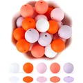 Set di perline colorate in silicone per braccialetti e collane fai-da-te fatte a mano - Stile 79 (HX73) / 12mm Perline Tonde E Distanziatori / Serie Arancione Rosa Viola