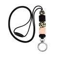 Cordino in silicone con perline leopardate e geometriche nere per badge e chiavi - Modello 9 [con Fibbia A Molla In Lega D'argento]