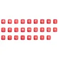 Set di 26 perle quadrate in silicone rosso con lettere A-Z per creazione gioielli - Lettera A / Rosso con lettere bianche