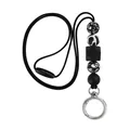Retractable silicone lanyard with skull beads and cow print for badges and keys - Style 13 (With Silver Alloy Spring Buckle)