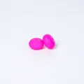 Neon pink silicone abacus beads in a flat round shape for DIY necklace jewelry - Fuschia