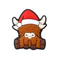 Ciondolo natalizio in silicone a forma di mucca Highland con cappello da Babbo Natale - Mucca delle Highland di Natale Marrone Scuro