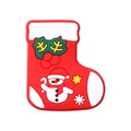 Charm natalizio in silicone a forma di calza con pupazzo di neve per scarpe - Calza di Natale Rossa