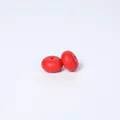Pair of bright red 14mm food-grade silicone abacus beads for DIY necklace jewelry - Scarlet