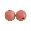 Zwei 12mm matte pfirsichrosa Silikonperlen in Lebensmittelqualität für Baby-Schnullerketten - Gummibraun