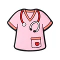 Pink nurse scrub silicone bead with stethoscope and heart detail for DIY medical jewelry - New Pink Scrub Top