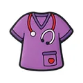Purple nurse uniform silicone focal bead with red stethoscope for DIY shoe charms - New Purple Scrub Top