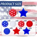 105PCS Red White Blue silicone beads set for DIY bracelets and necklaces with stars - Independence Day Patriotic Style (Style 1) / 105 PCS (15mm/14mm)