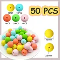 50pcs colorful 15mm silicone bead set with macaron shades for DIY jewelry making - Macaron Rainbow Mixed Round Beads Style (Style 6)