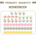 50pcs silicone beads set featuring floral patterns and solid pink gray yellow for DIY jewelry - Blue Pink Floral and Solid Color Round Beads Style (Style 10)