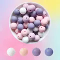15mm Silikonperlen Set in Weiß, Hellrosa und Lila für DIY Bastelarbeiten und Schmuck - 12mm / Stil C Gemischte Farben (29/84/42/49)