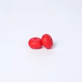 Pair of bright red 14mm food-grade silicone abacus beads for DIY necklace jewelry - Orange Peel Red