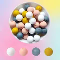 Bunte 15mm Silikonperlen in Pastelltönen für DIY-Schmuckherstellung und Bastelarbeiten - 12mm / Stil D Gemischte Farben (29/58/10/55)