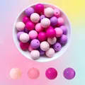 Rosa und lila 15mm Silikonperlen für DIY Schmuck und Baby Beißringe Set - Stil G Gemischte Farben (47/7/35/4)