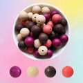 Bunte Silikonperlen Set mit 15mm runden matten Perlen für handgemachten DIY Schmuck - Stil J Gemischte Farben (9/11/22/45)