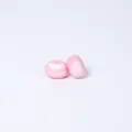 Two pink marbled donut-shaped food-grade silicone spacer beads for jewelry DIY - Marbled Meat