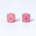 Perle hexagonale de 17mm en silicone rose nacré avec paillettes pour bijoux DIY - 65# Or Rose Métallisé