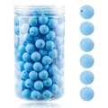 Cuentas de silicona azul cielo para joyas DIY en un bote de almacenamiento - 12mm / 105 Piezas/Botella / Azul Cielo (14#)