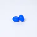 Two bright blue 14mm abacus-shaped silicone spacer beads for DIY jewelry making - Navy Blue
